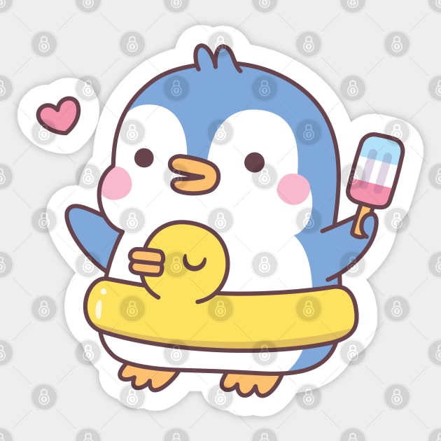 Cute Penguin With Duck Pool Float Sticker by rustydoodle